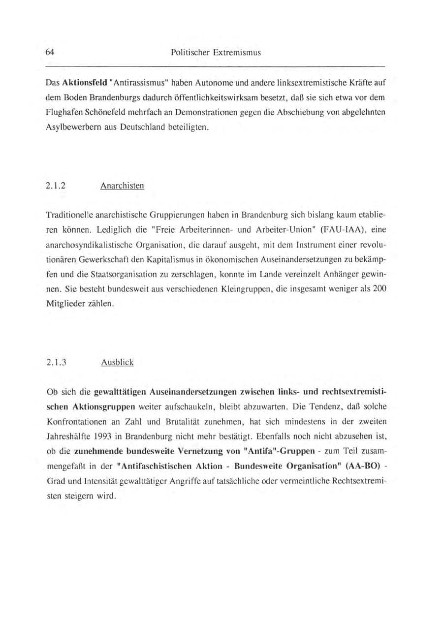 Seite 65 des Verfassungsschutzbericht 1993 Brandenburg