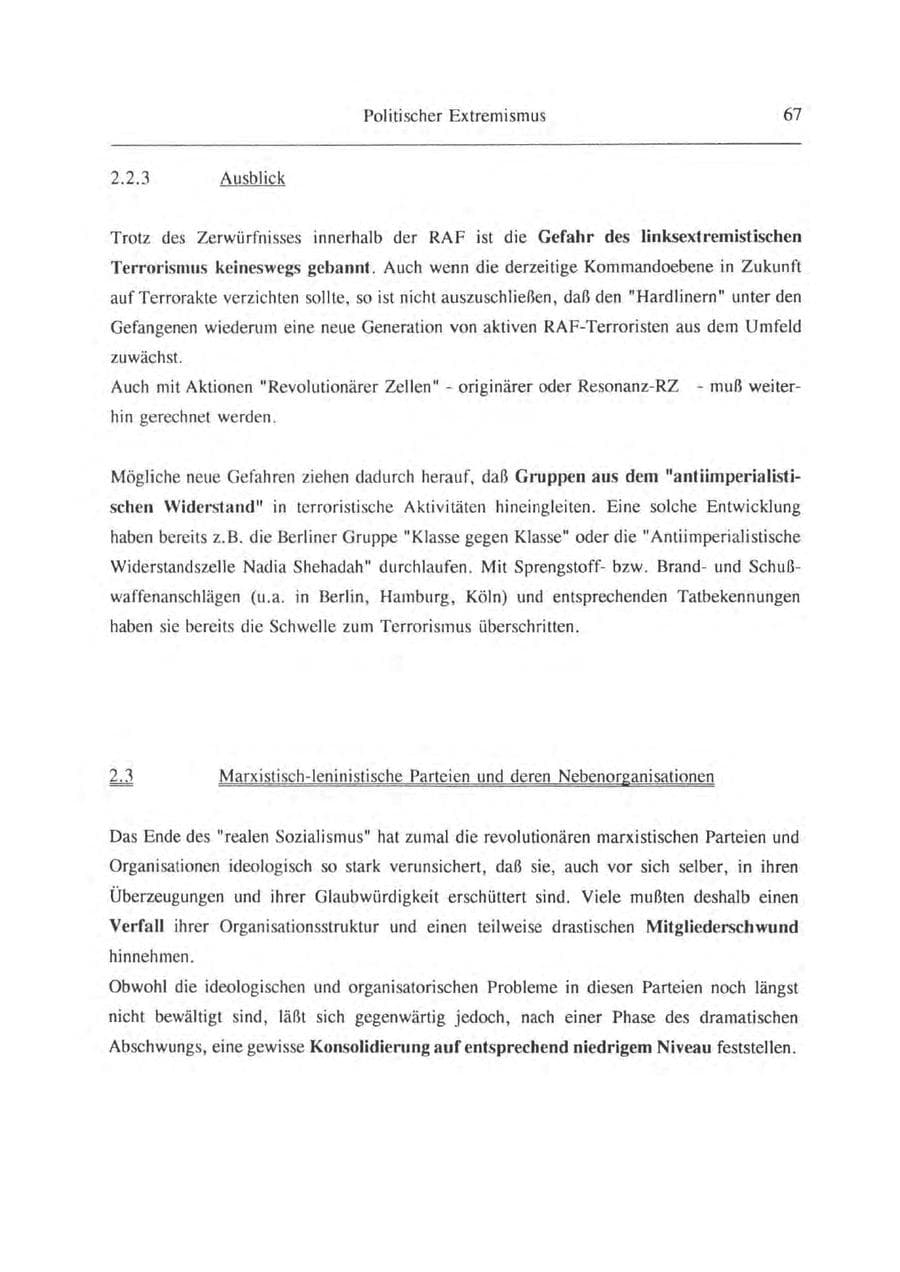Seite 68 des Verfassungsschutzbericht 1993 Brandenburg
