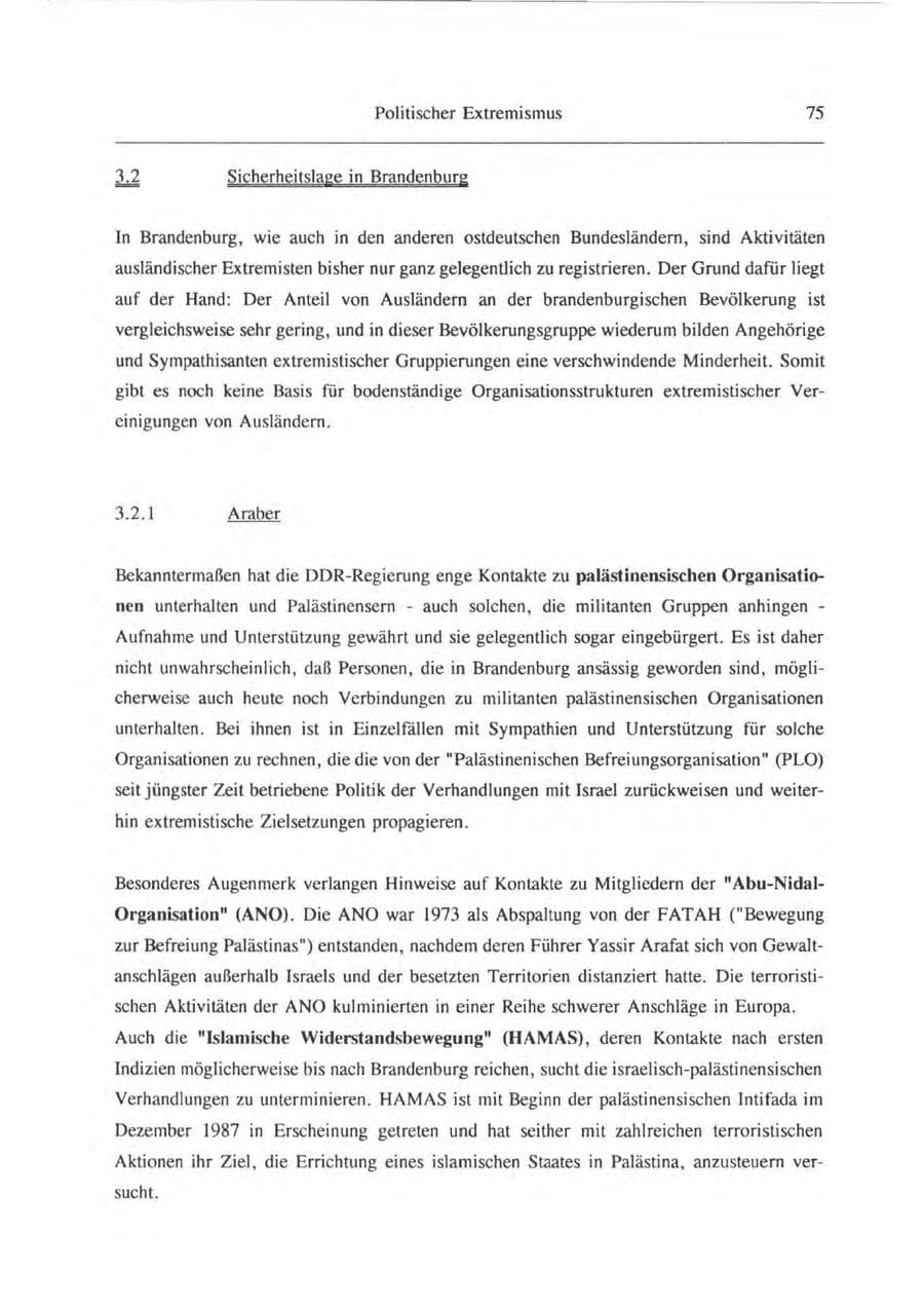 Seite 76 des Verfassungsschutzbericht 1993 Brandenburg