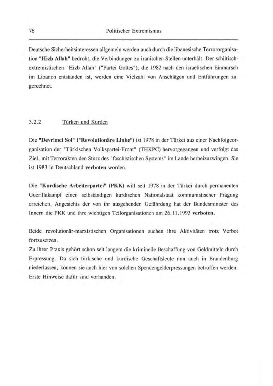 Seite 77 des Verfassungsschutzbericht 1993 Brandenburg