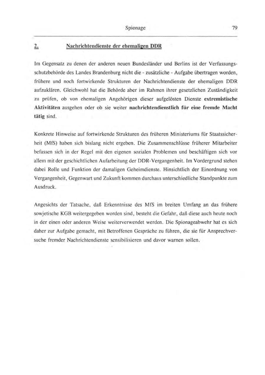 Seite 80 des Verfassungsschutzbericht 1993 Brandenburg