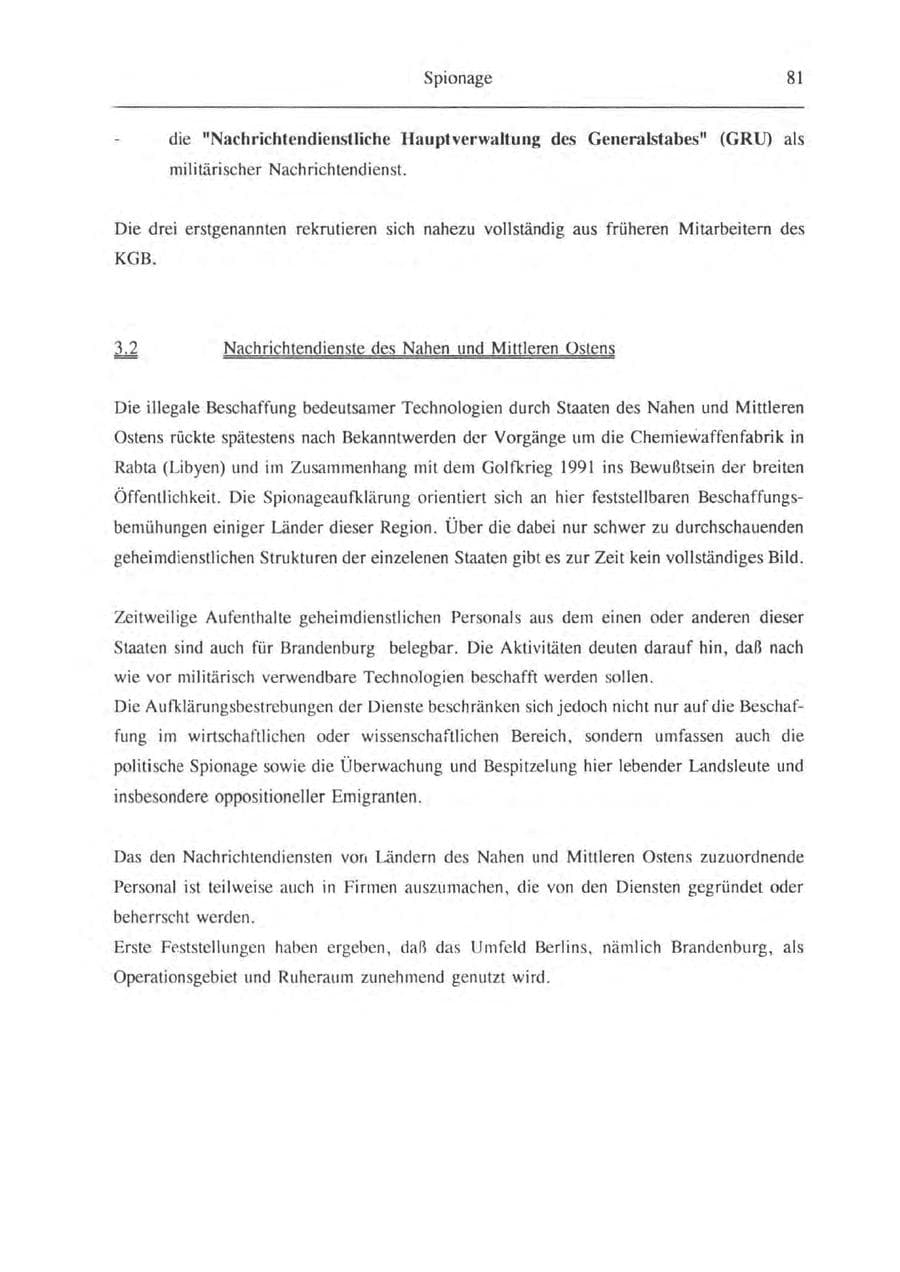 Seite 82 des Verfassungsschutzbericht 1993 Brandenburg