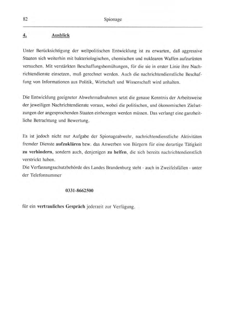 Seite 83 des Verfassungsschutzbericht 1993 Brandenburg