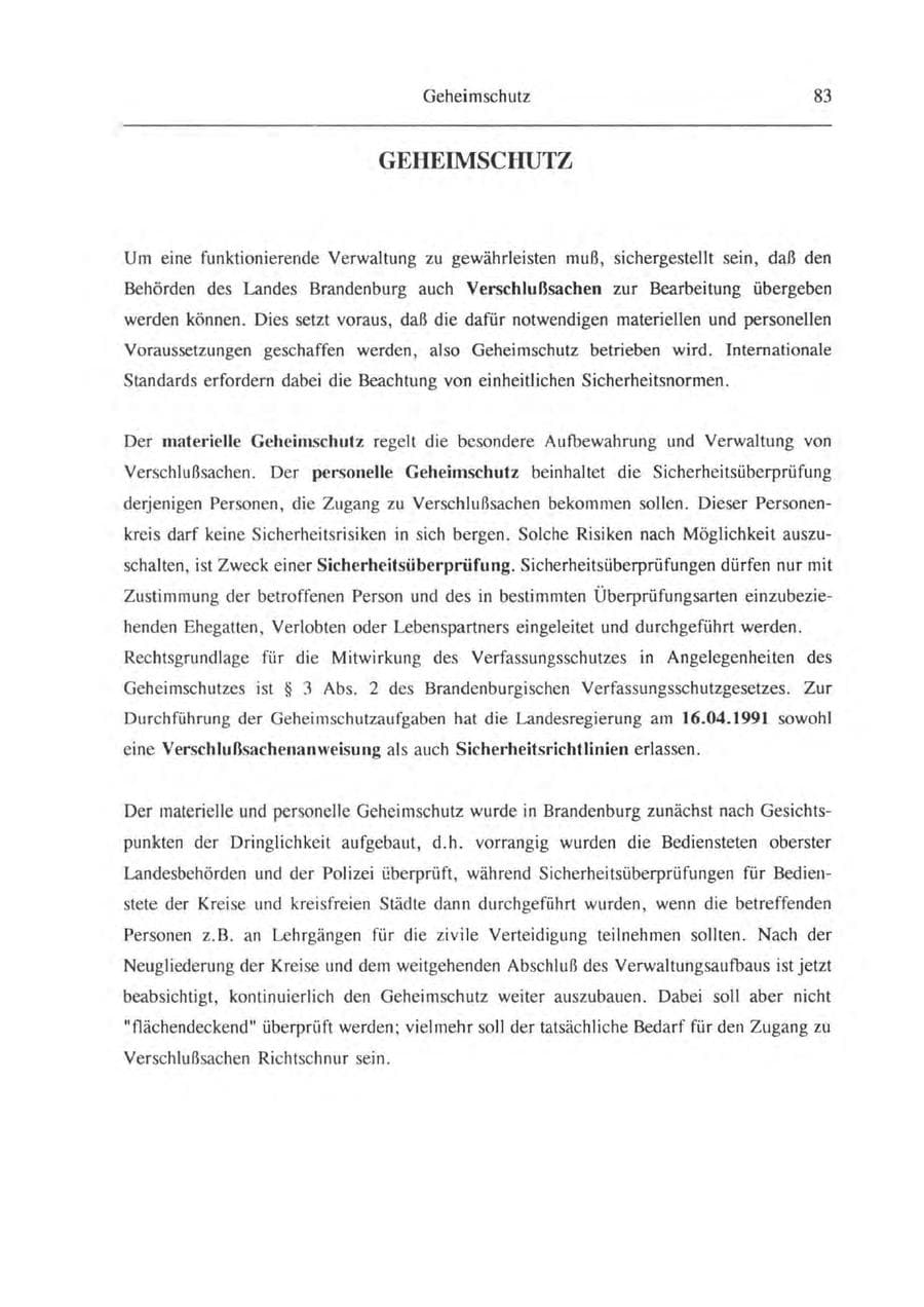 Seite 84 des Verfassungsschutzbericht 1993 Brandenburg