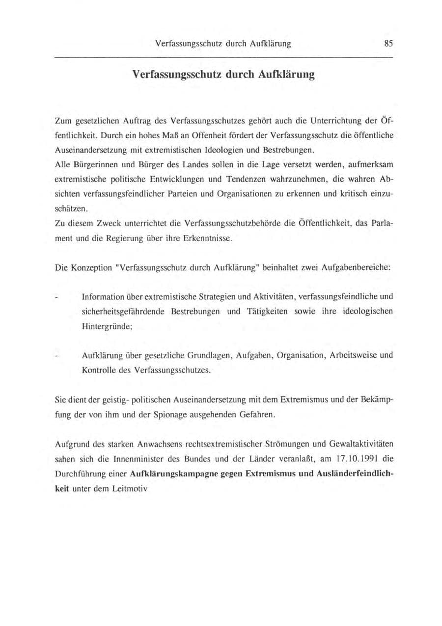 Seite 86 des Verfassungsschutzbericht 1993 Brandenburg