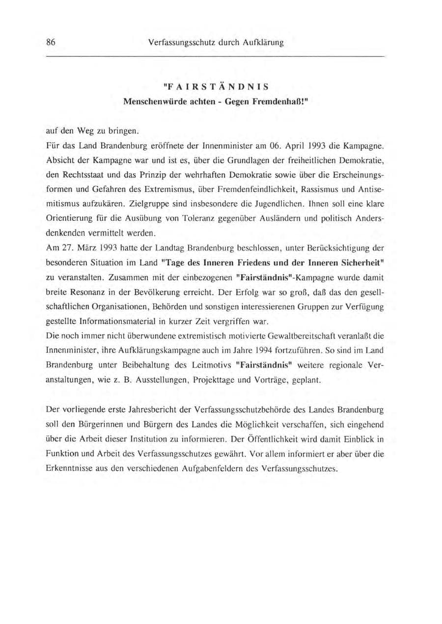 Seite 87 des Verfassungsschutzbericht 1993 Brandenburg