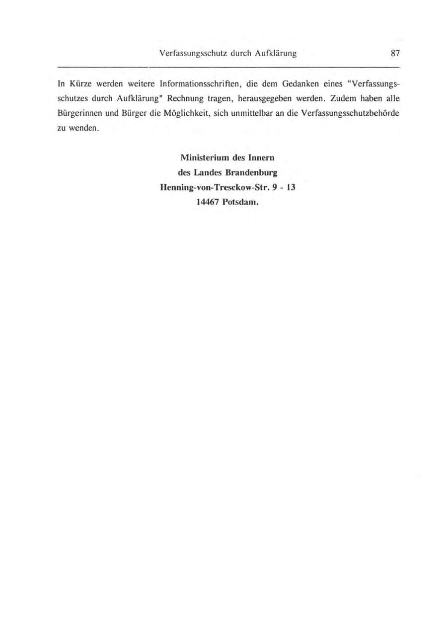 Seite 88 des Verfassungsschutzbericht 1993 Brandenburg