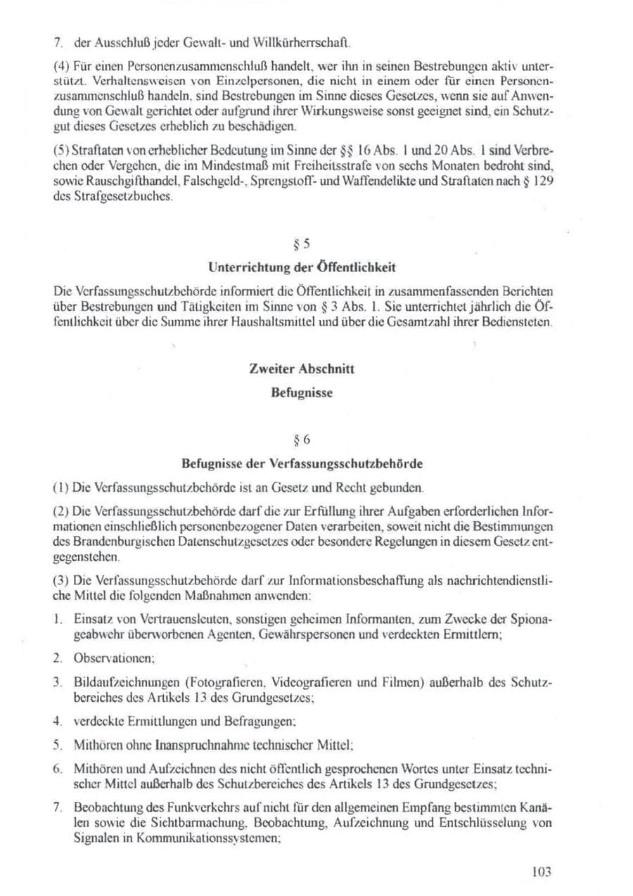 Seite 104 des Verfassungsschutzbericht 1994 Brandenburg