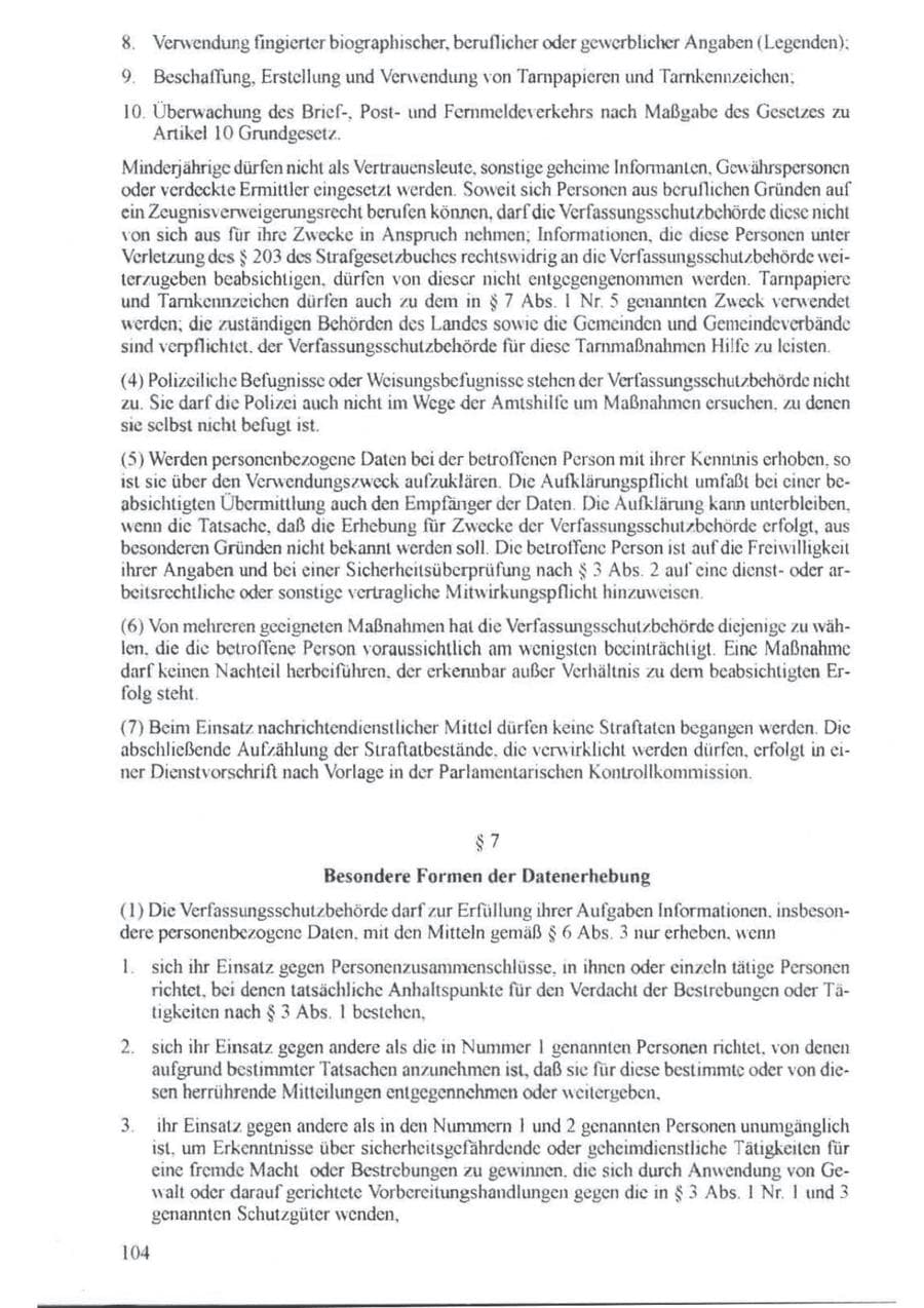 Seite 105 des Verfassungsschutzbericht 1994 Brandenburg