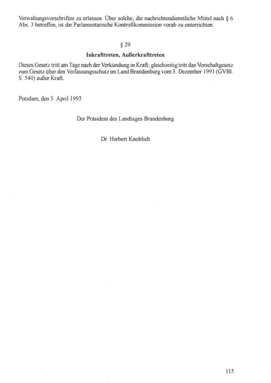 Seite 116 des Verfassungsschutzbericht 1994 Brandenburg