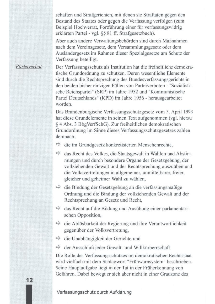 Seite 13 des Verfassungsschutzbericht 1994 Brandenburg