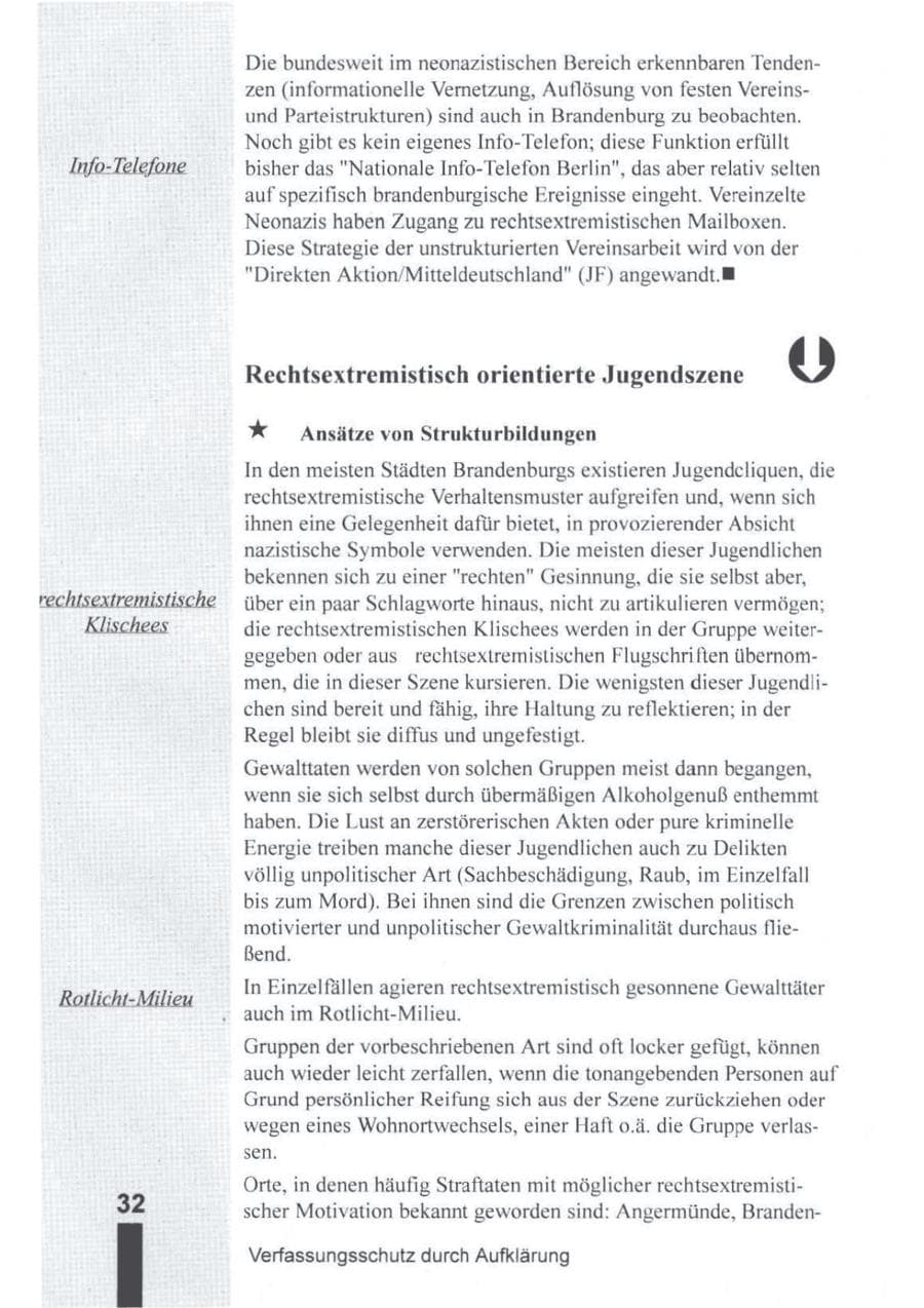 Seite 33 des Verfassungsschutzbericht 1994 Brandenburg