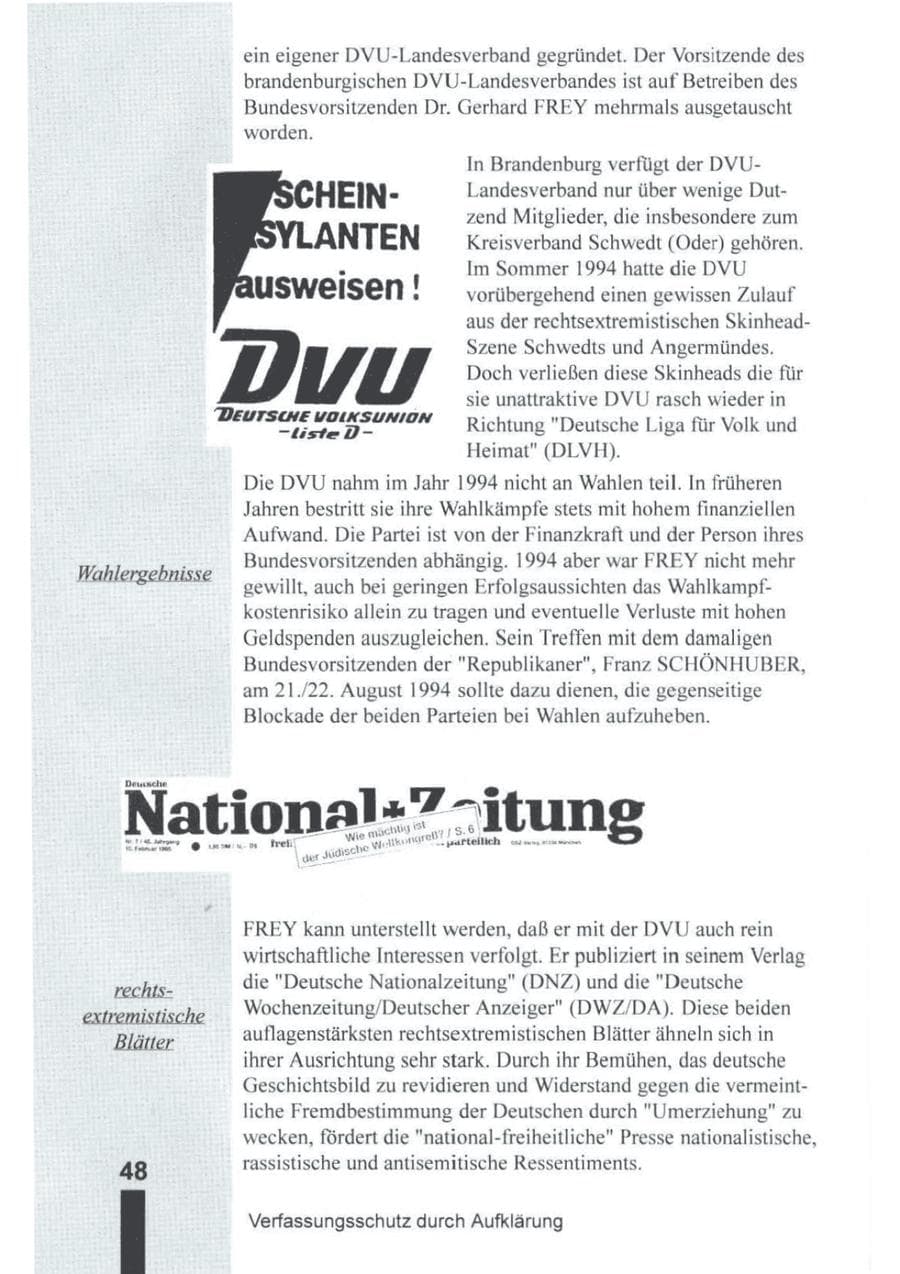 Seite 49 des Verfassungsschutzbericht 1994 Brandenburg