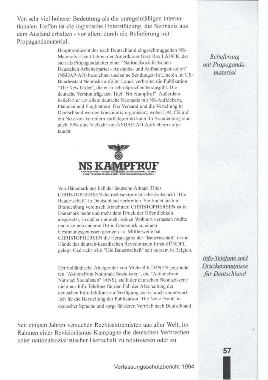 Seite 58 des Verfassungsschutzbericht 1994 Brandenburg