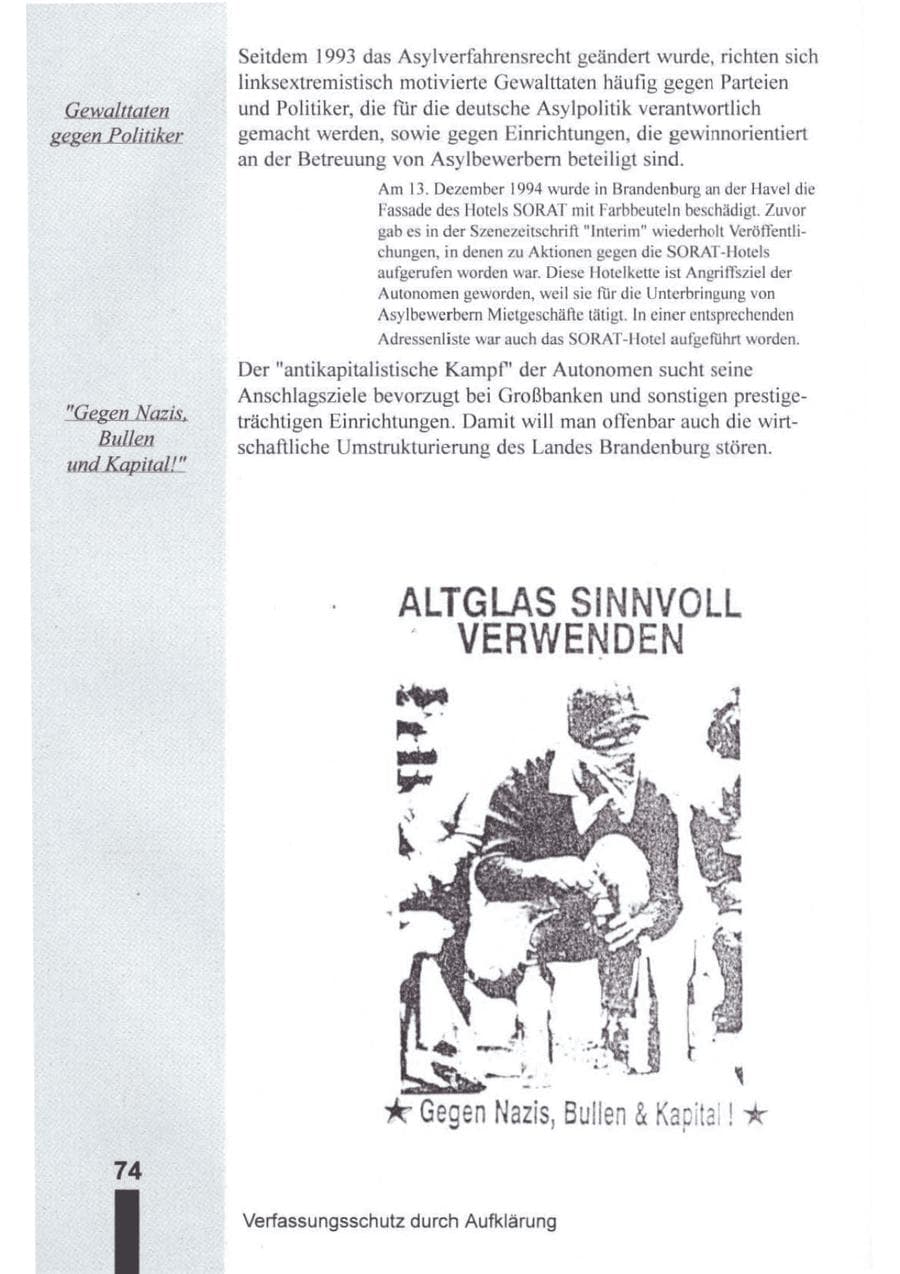 Seite 75 des Verfassungsschutzbericht 1994 Brandenburg