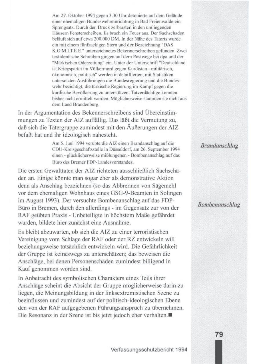 Seite 80 des Verfassungsschutzbericht 1994 Brandenburg