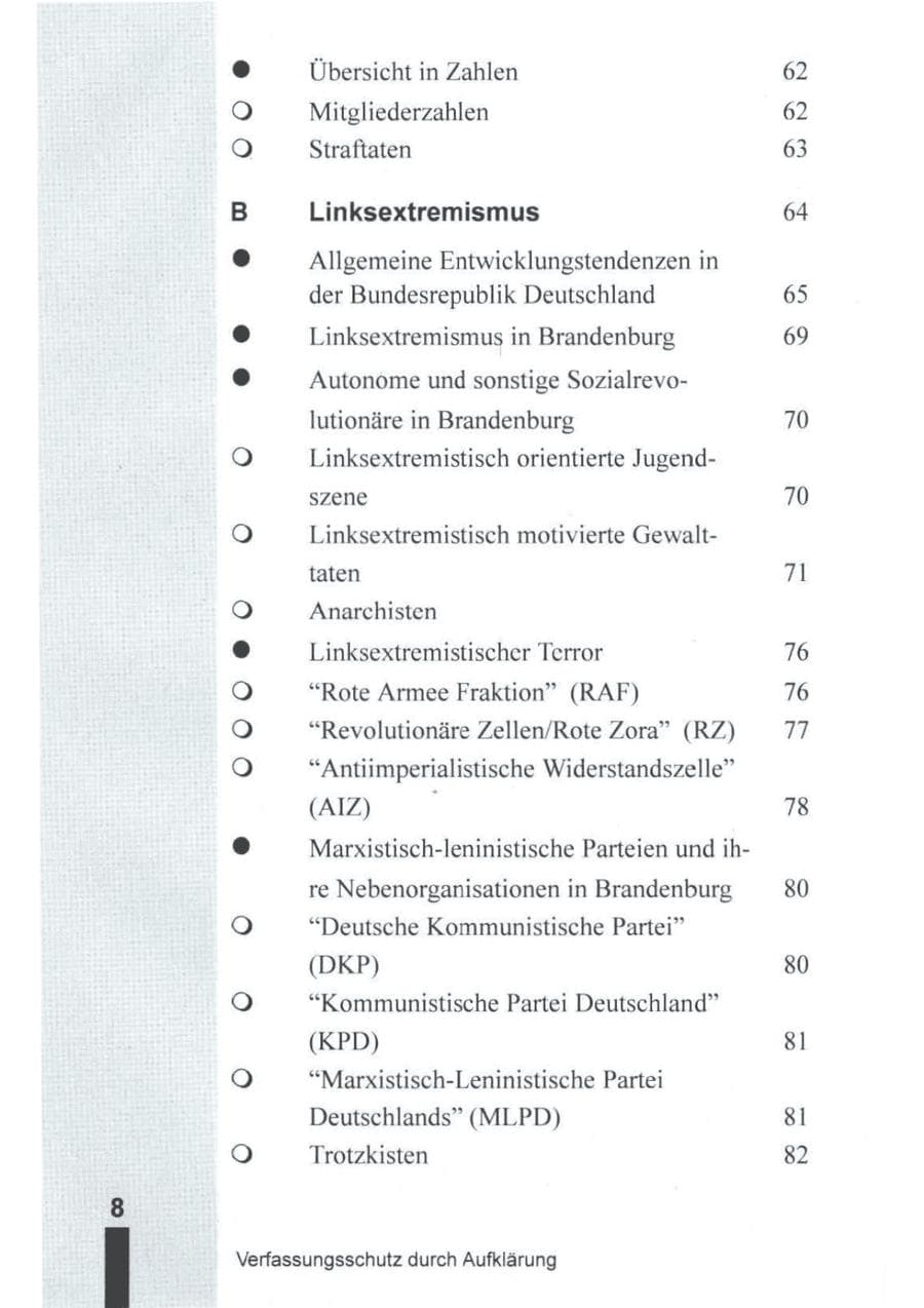 Seite 9 des Verfassungsschutzbericht 1994 Brandenburg
