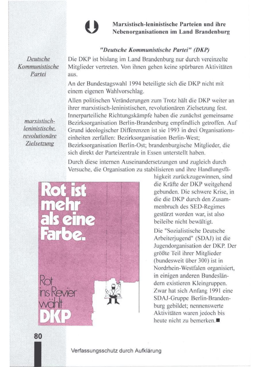 Seite 81 des Verfassungsschutzbericht 1994 Brandenburg