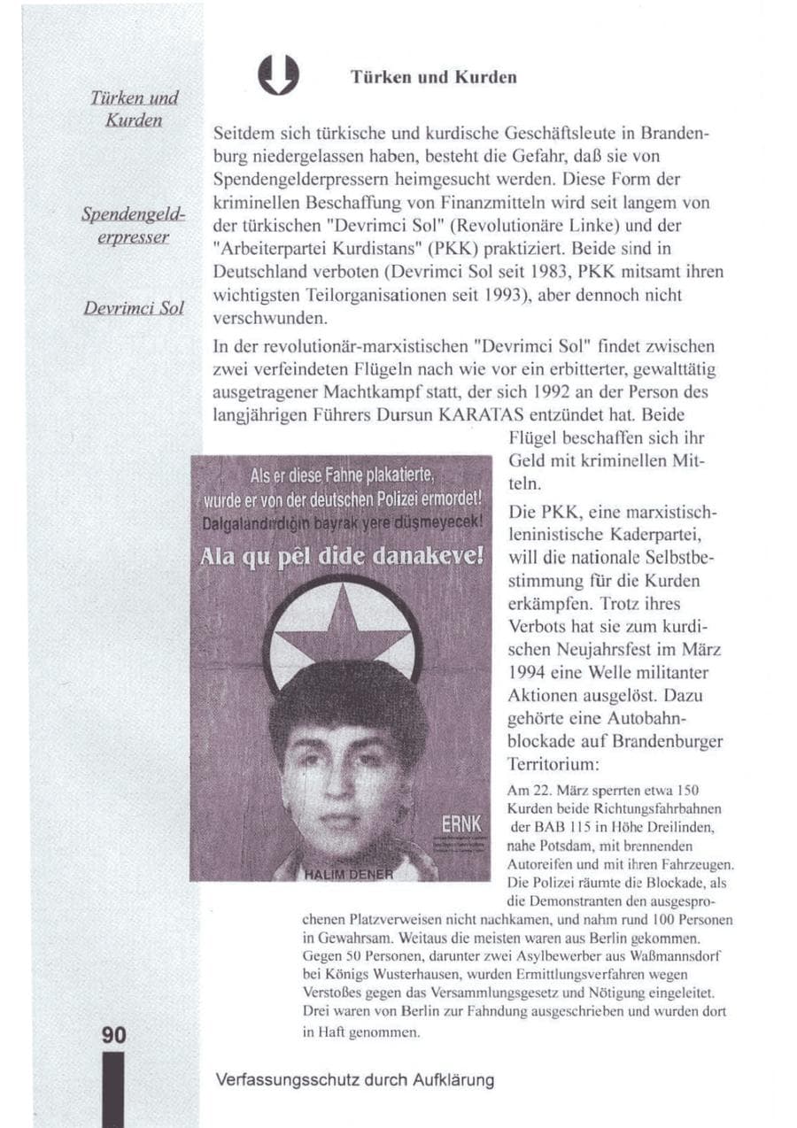 Seite 91 des Verfassungsschutzbericht 1994 Brandenburg