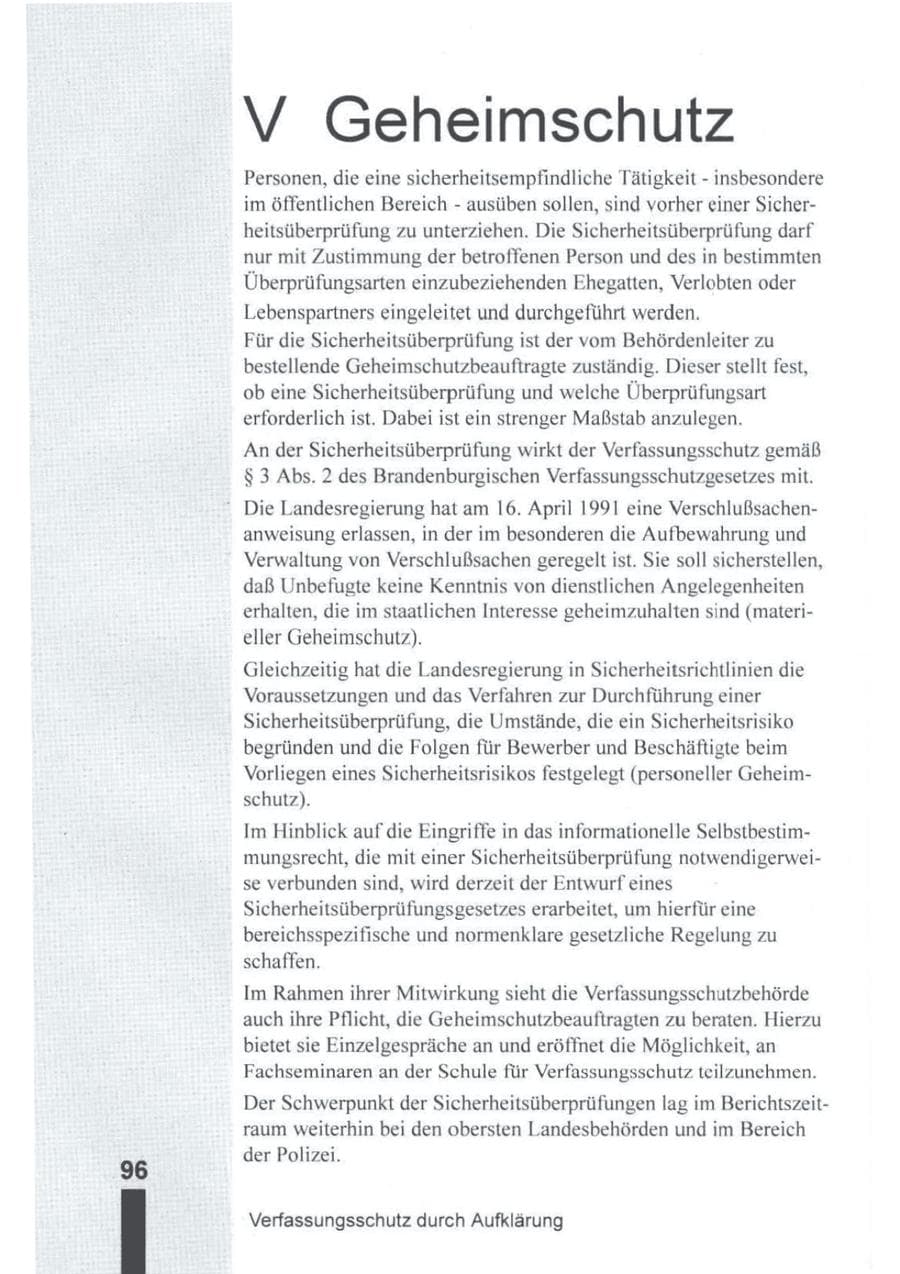 Seite 97 des Verfassungsschutzbericht 1994 Brandenburg