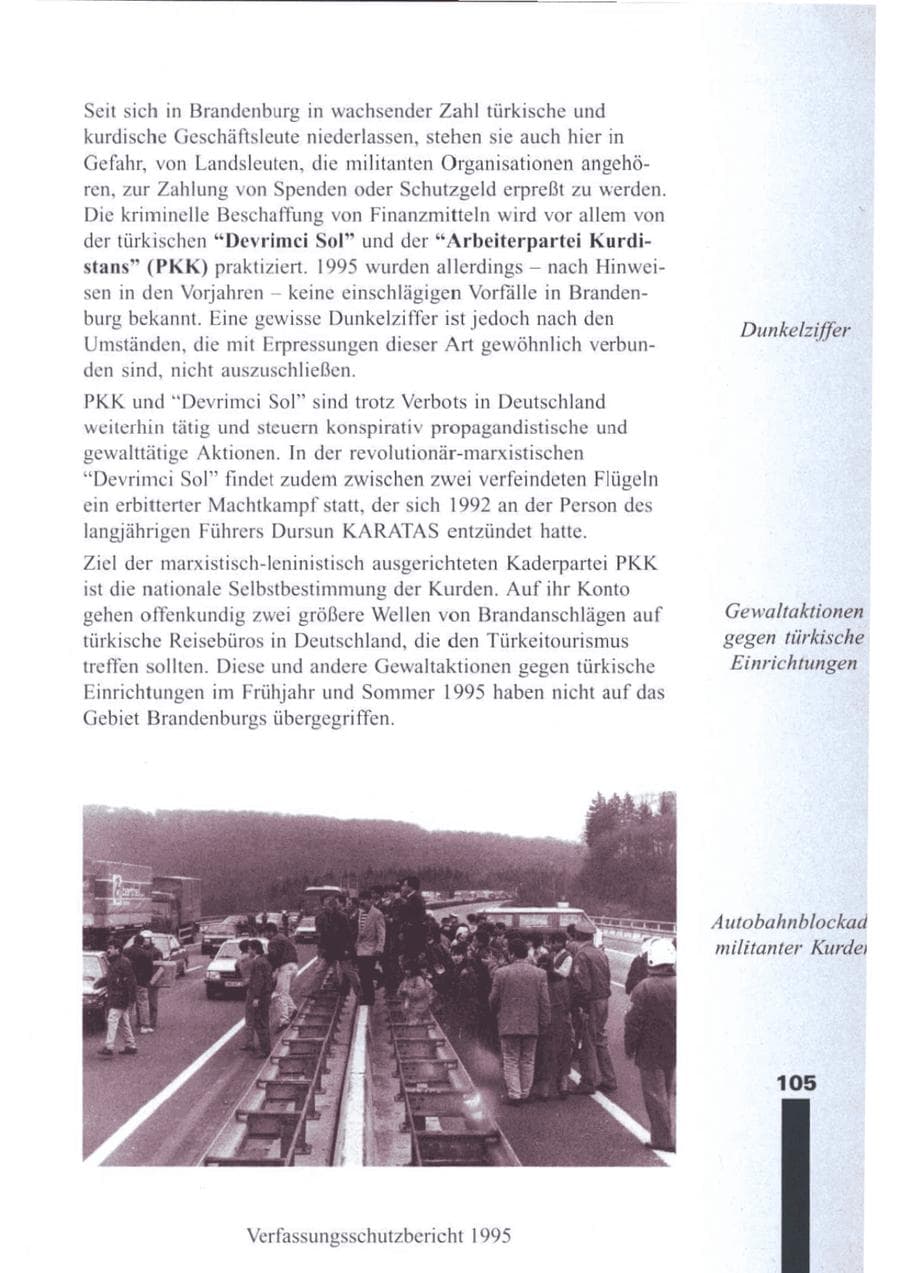 Seite 106 des Verfassungsschutzbericht 1995 Brandenburg