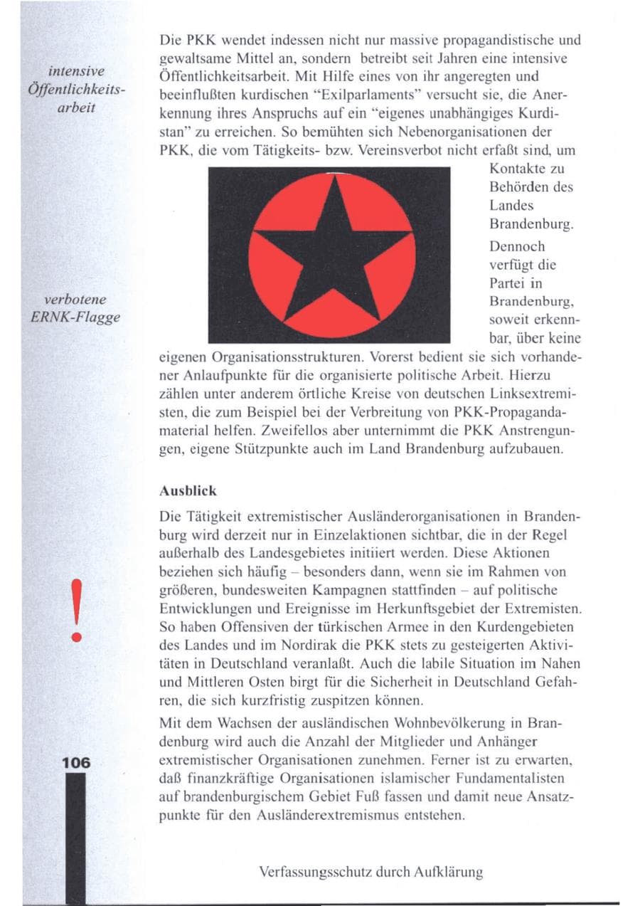 Seite 107 des Verfassungsschutzbericht 1995 Brandenburg