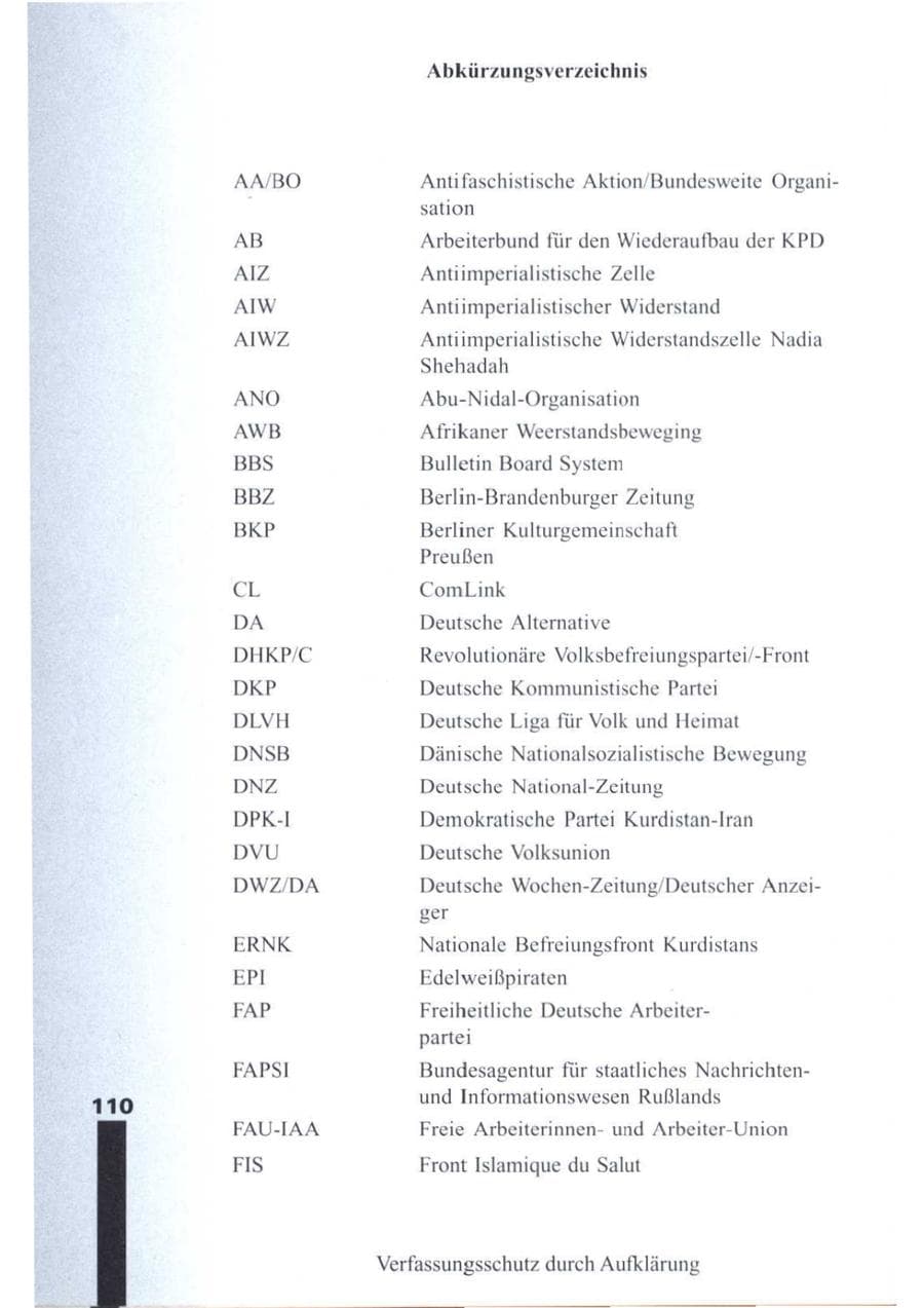 Seite 111 des Verfassungsschutzbericht 1995 Brandenburg