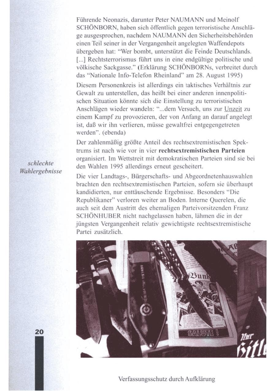 Seite 22 des Verfassungsschutzbericht 1995 Brandenburg