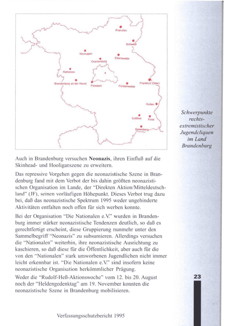Seite 25 des Verfassungsschutzbericht 1995 Brandenburg