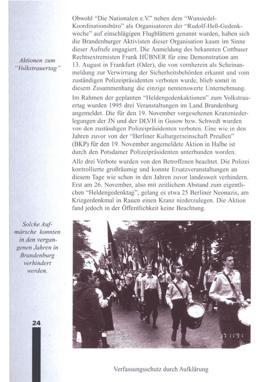Seite 26 des Verfassungsschutzbericht 1995 Brandenburg