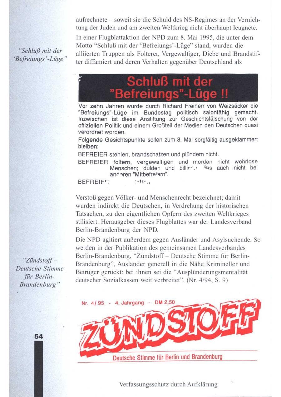 Seite 56 des Verfassungsschutzbericht 1995 Brandenburg