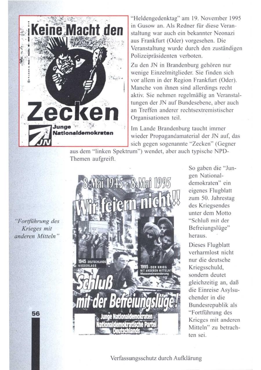 Seite 58 des Verfassungsschutzbericht 1995 Brandenburg