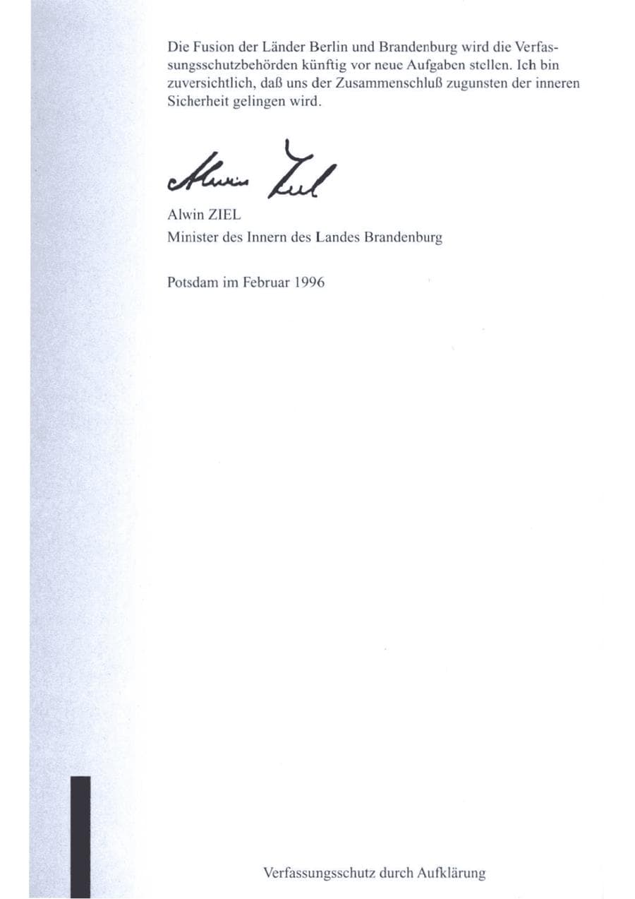 Seite 7 des Verfassungsschutzbericht 1995 Brandenburg