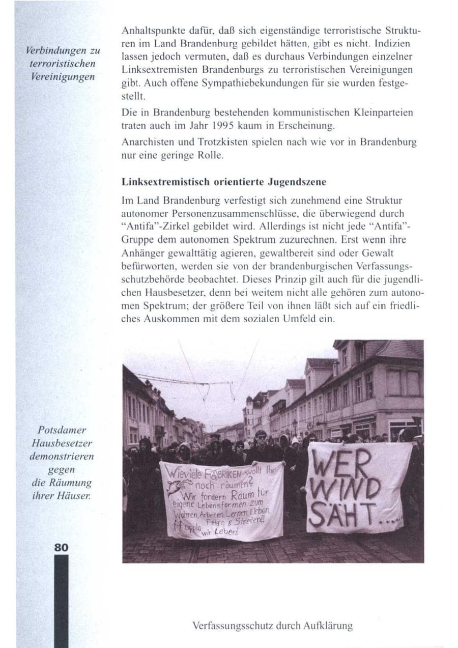 Seite 82 des Verfassungsschutzbericht 1995 Brandenburg