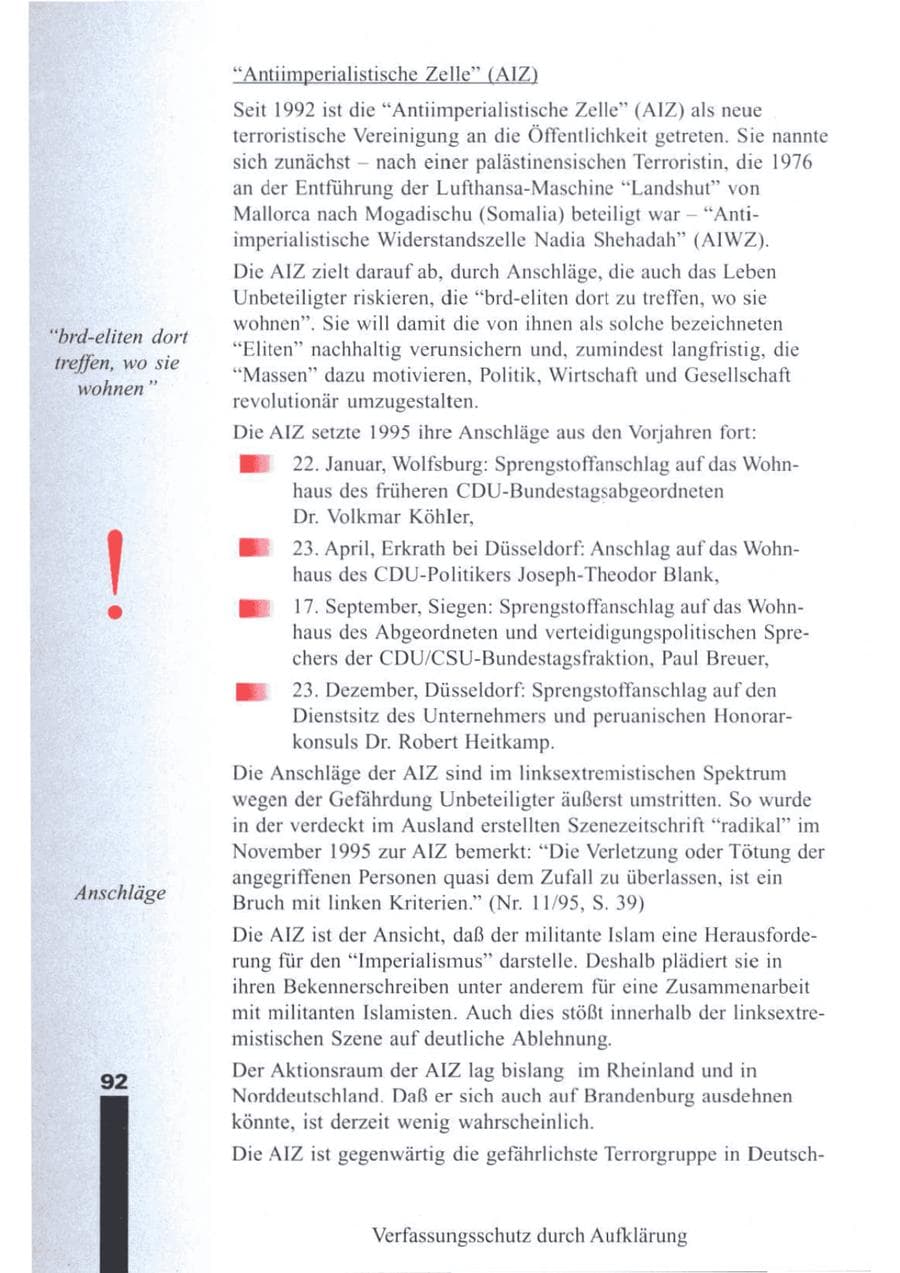 Seite 94 des Verfassungsschutzbericht 1995 Brandenburg