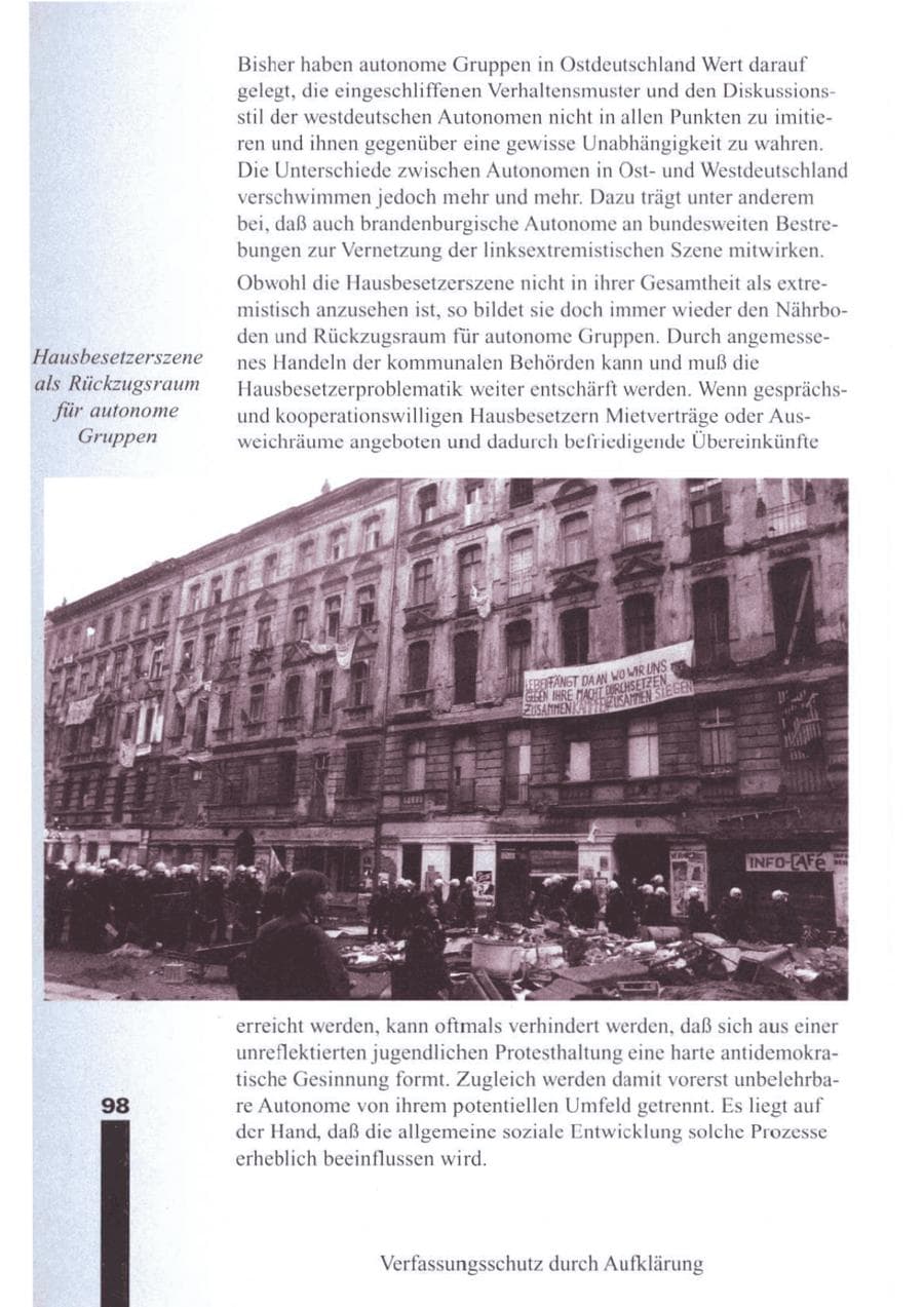 Seite 100 des Verfassungsschutzbericht 1995 Brandenburg