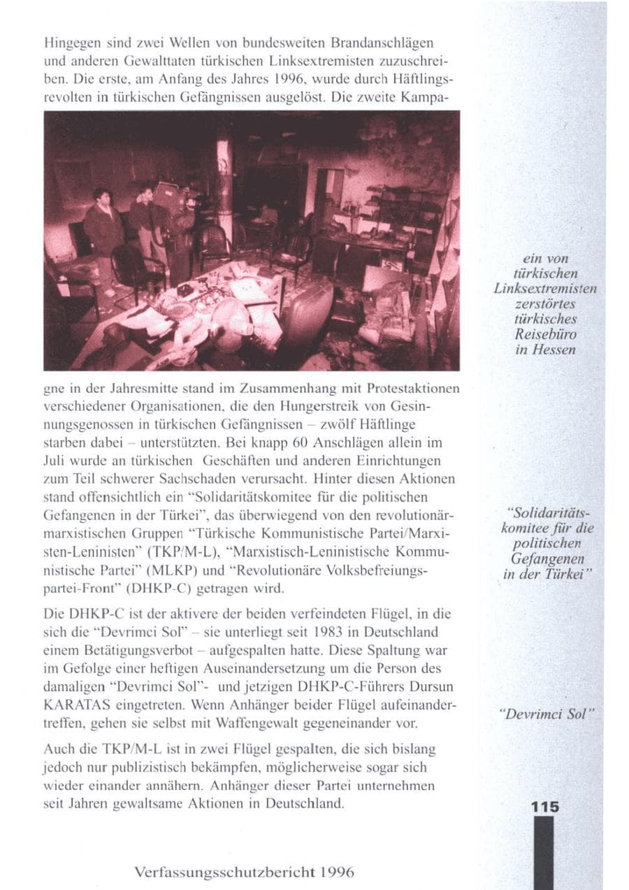 Seite 117 des Verfassungsschutzbericht 1996 Brandenburg