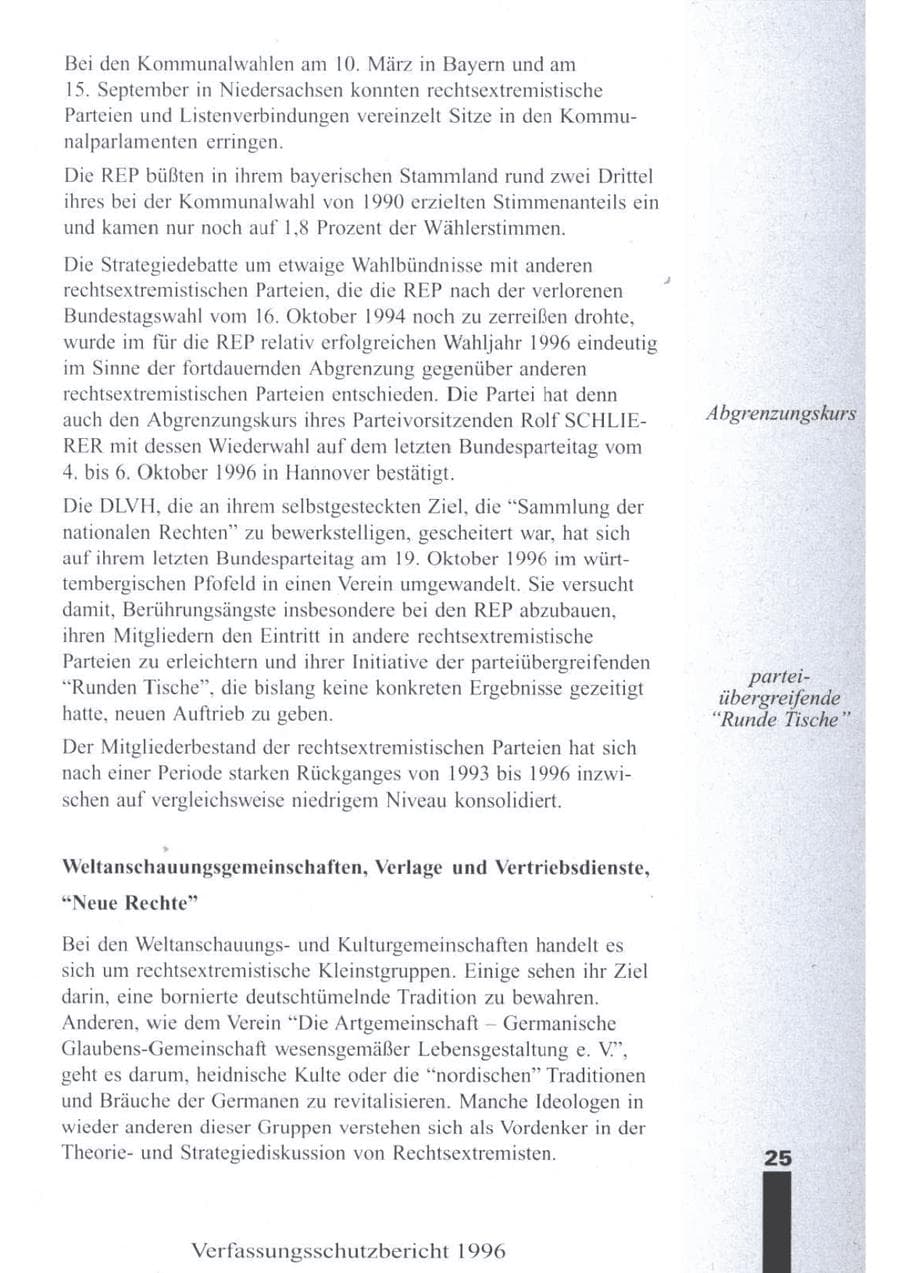 Seite 27 des Verfassungsschutzbericht 1996 Brandenburg