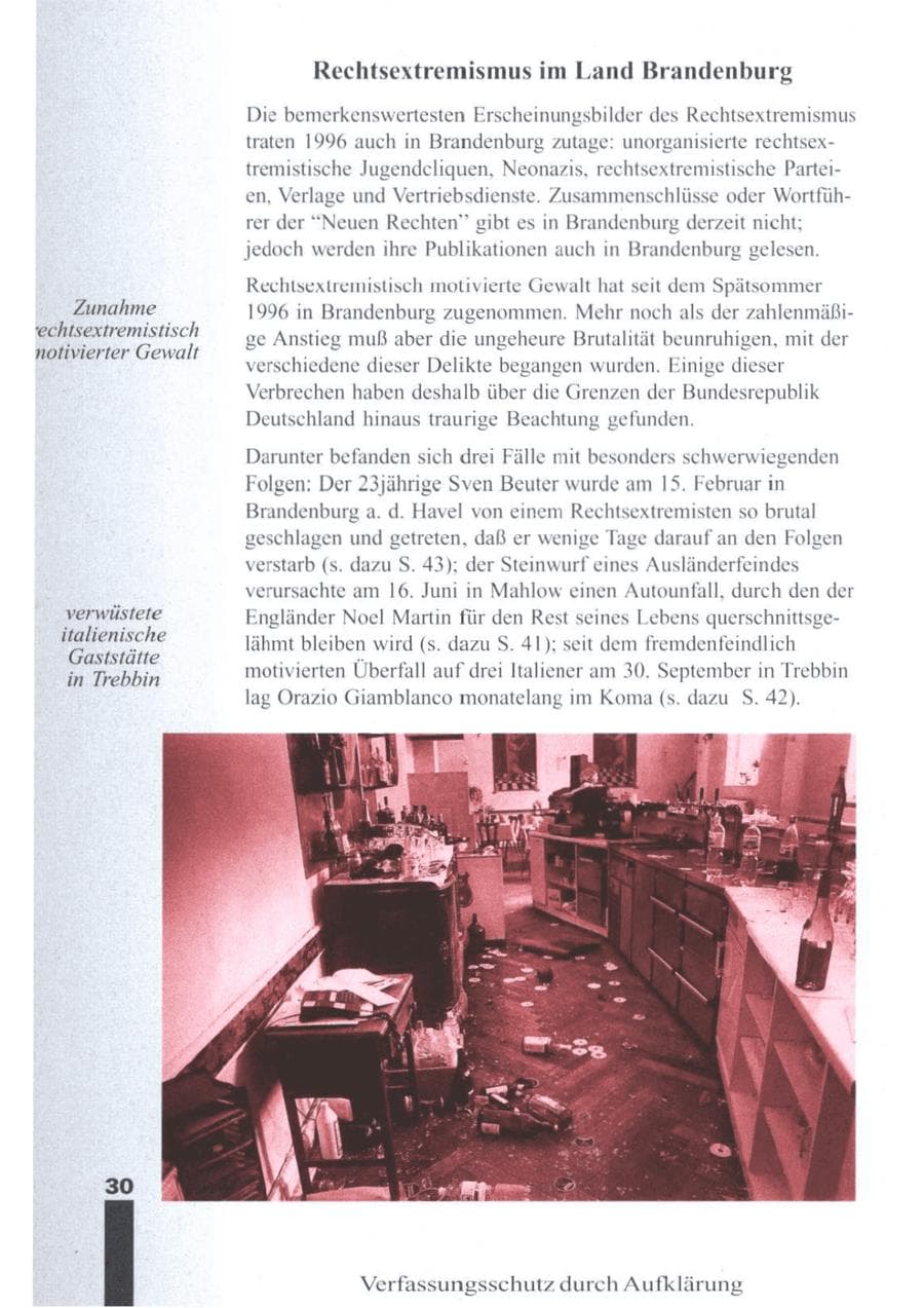 Seite 32 des Verfassungsschutzbericht 1996 Brandenburg