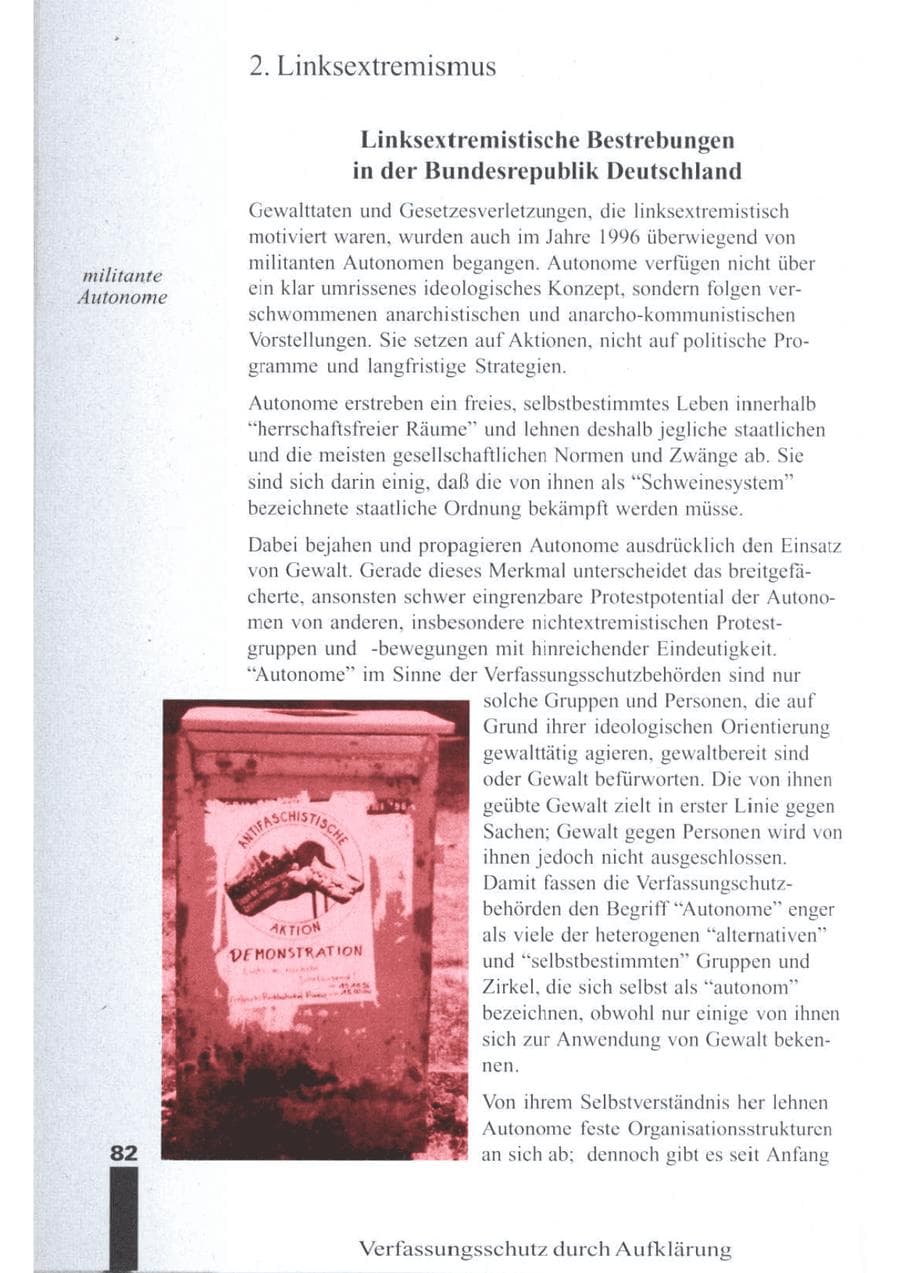 Seite 84 des Verfassungsschutzbericht 1996 Brandenburg