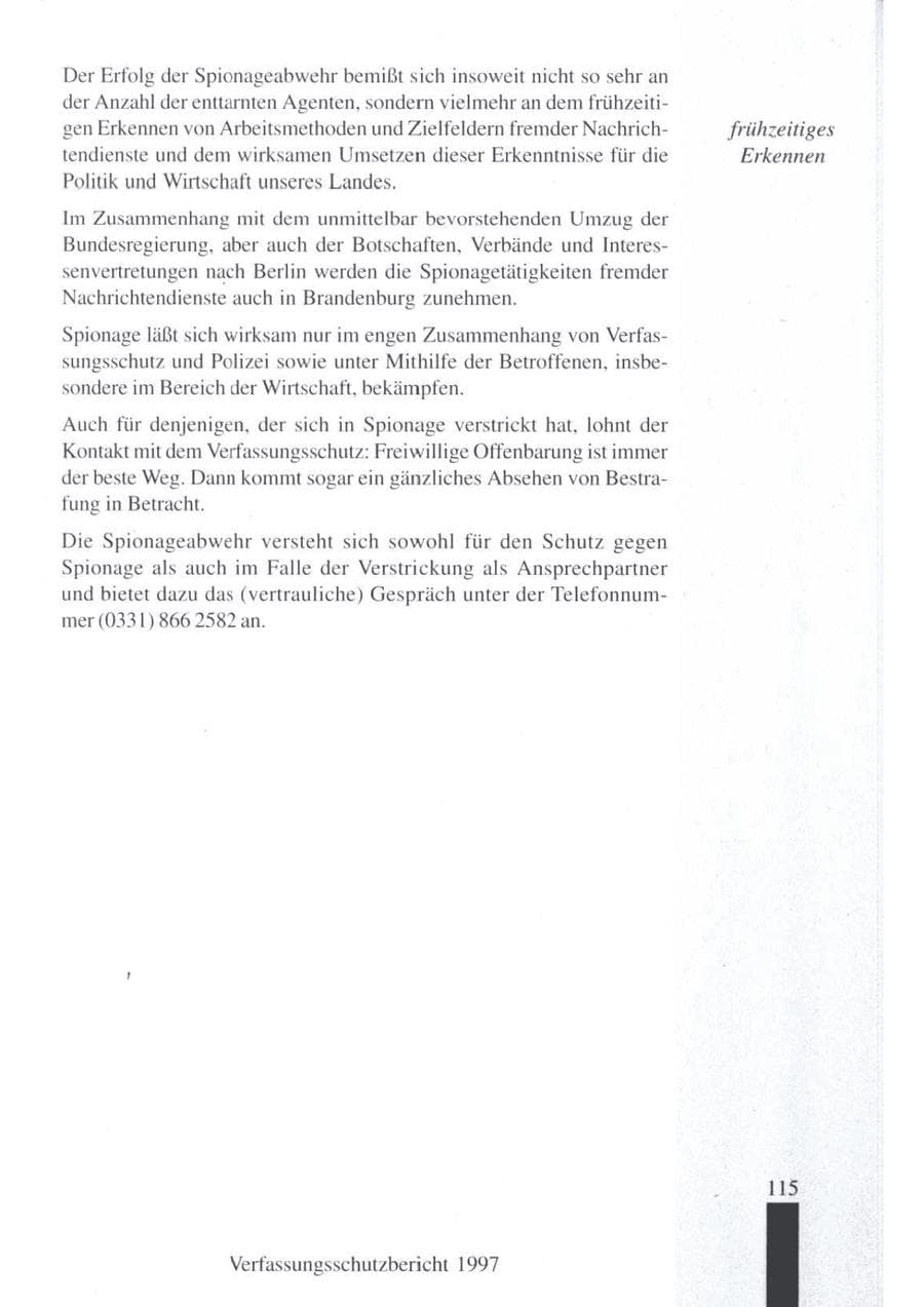 Seite 117 des Verfassungsschutzbericht 1997 Brandenburg