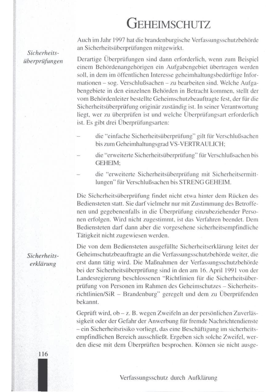Seite 118 des Verfassungsschutzbericht 1997 Brandenburg