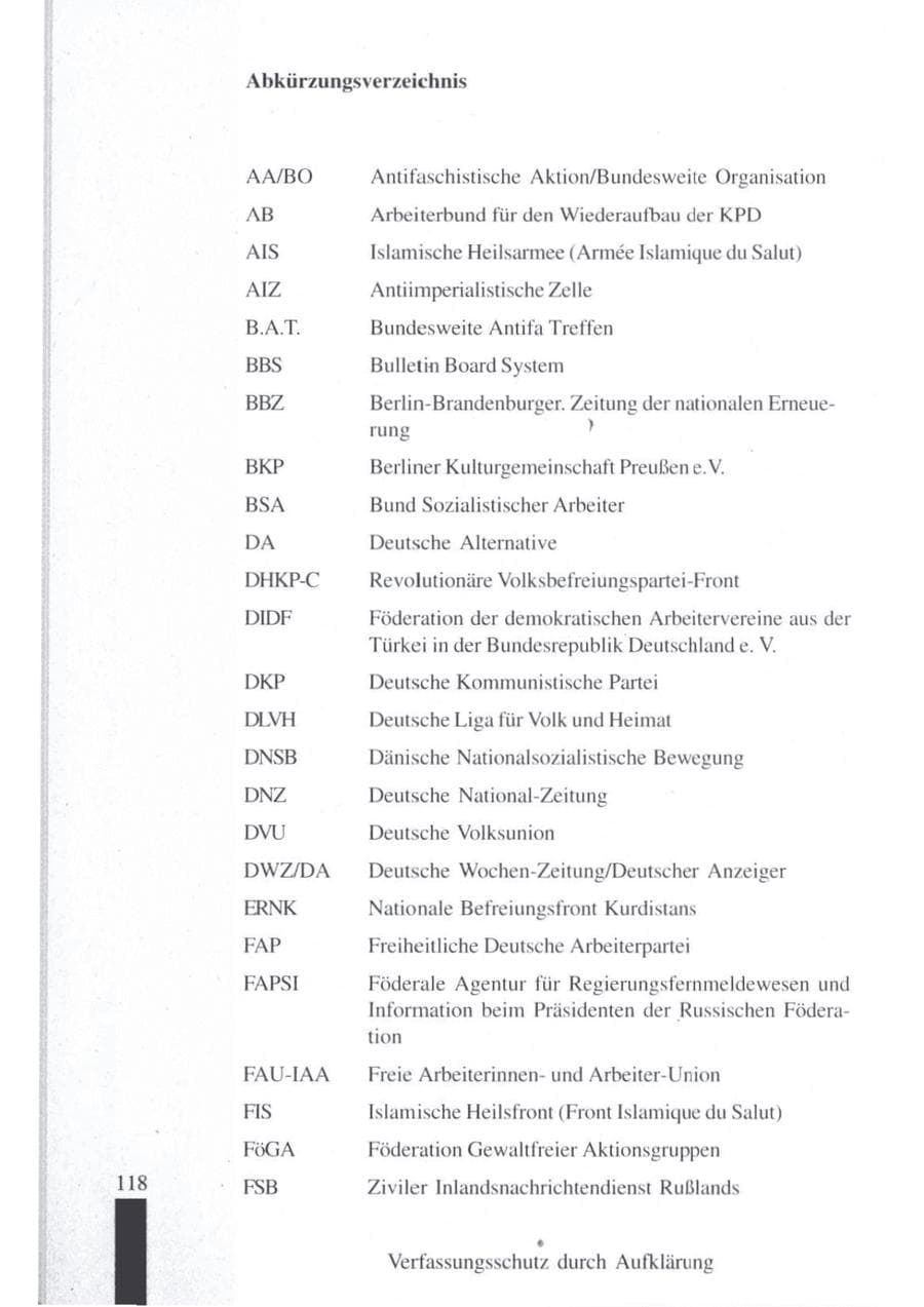Seite 120 des Verfassungsschutzbericht 1997 Brandenburg