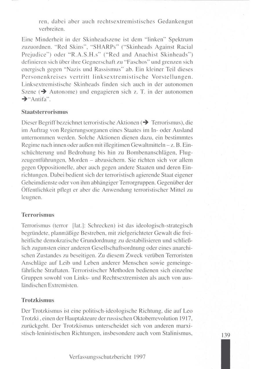 Seite 141 des Verfassungsschutzbericht 1997 Brandenburg