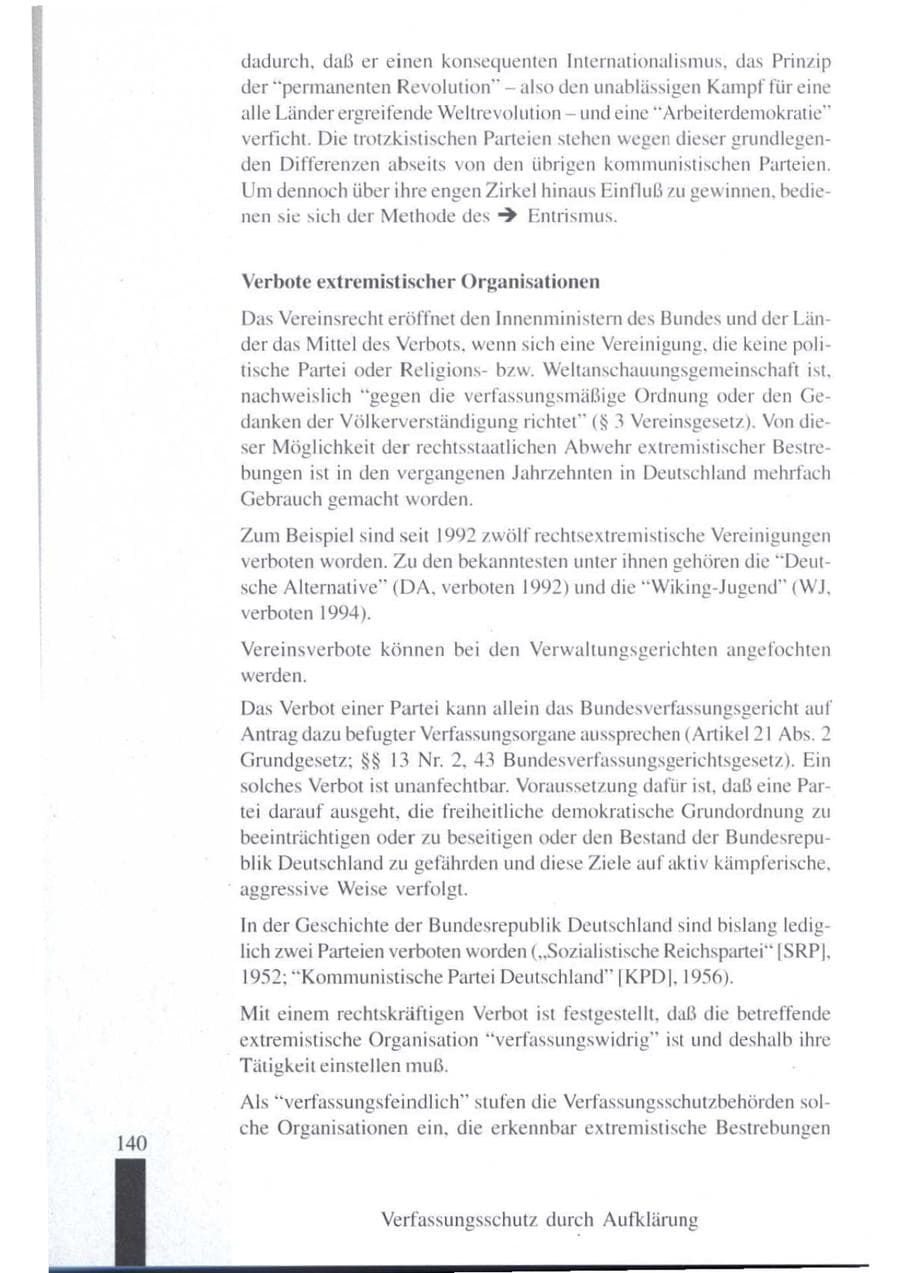 Seite 142 des Verfassungsschutzbericht 1997 Brandenburg
