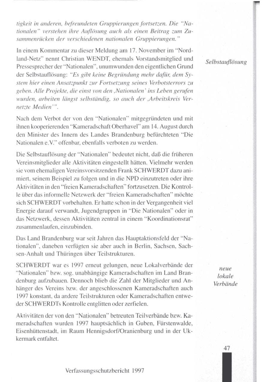 Seite 49 des Verfassungsschutzbericht 1997 Brandenburg