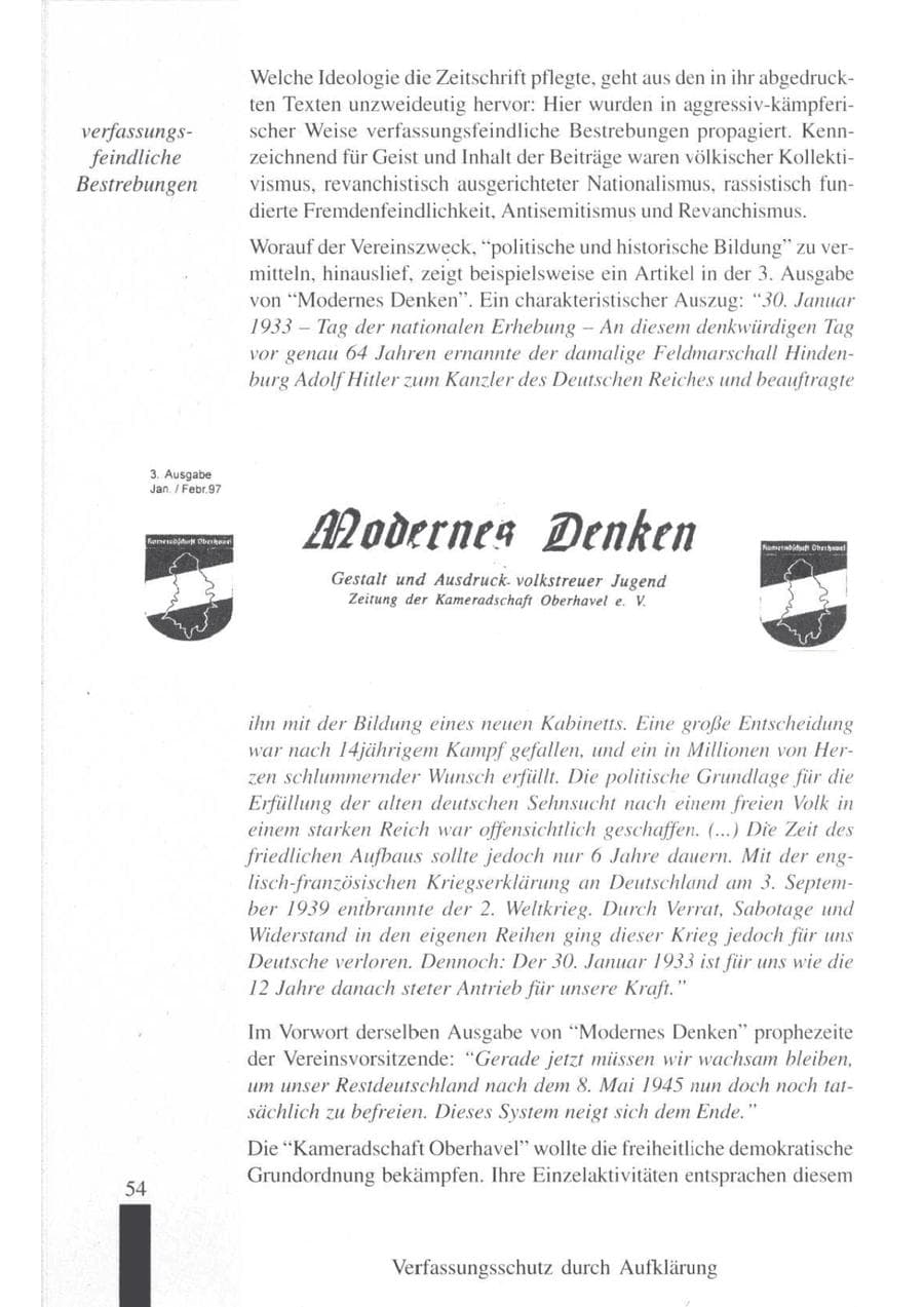 Seite 56 des Verfassungsschutzbericht 1997 Brandenburg