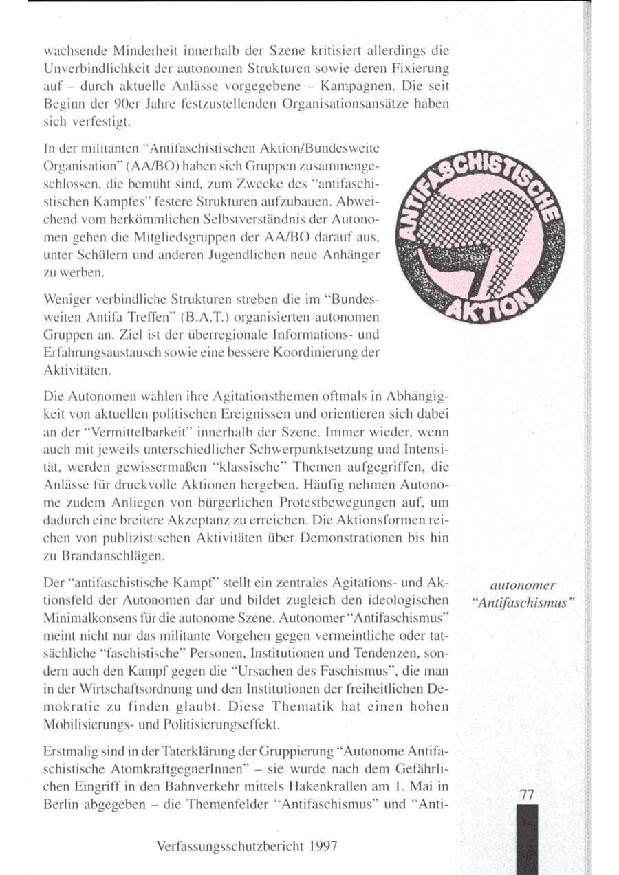 Seite 79 des Verfassungsschutzbericht 1997 Brandenburg