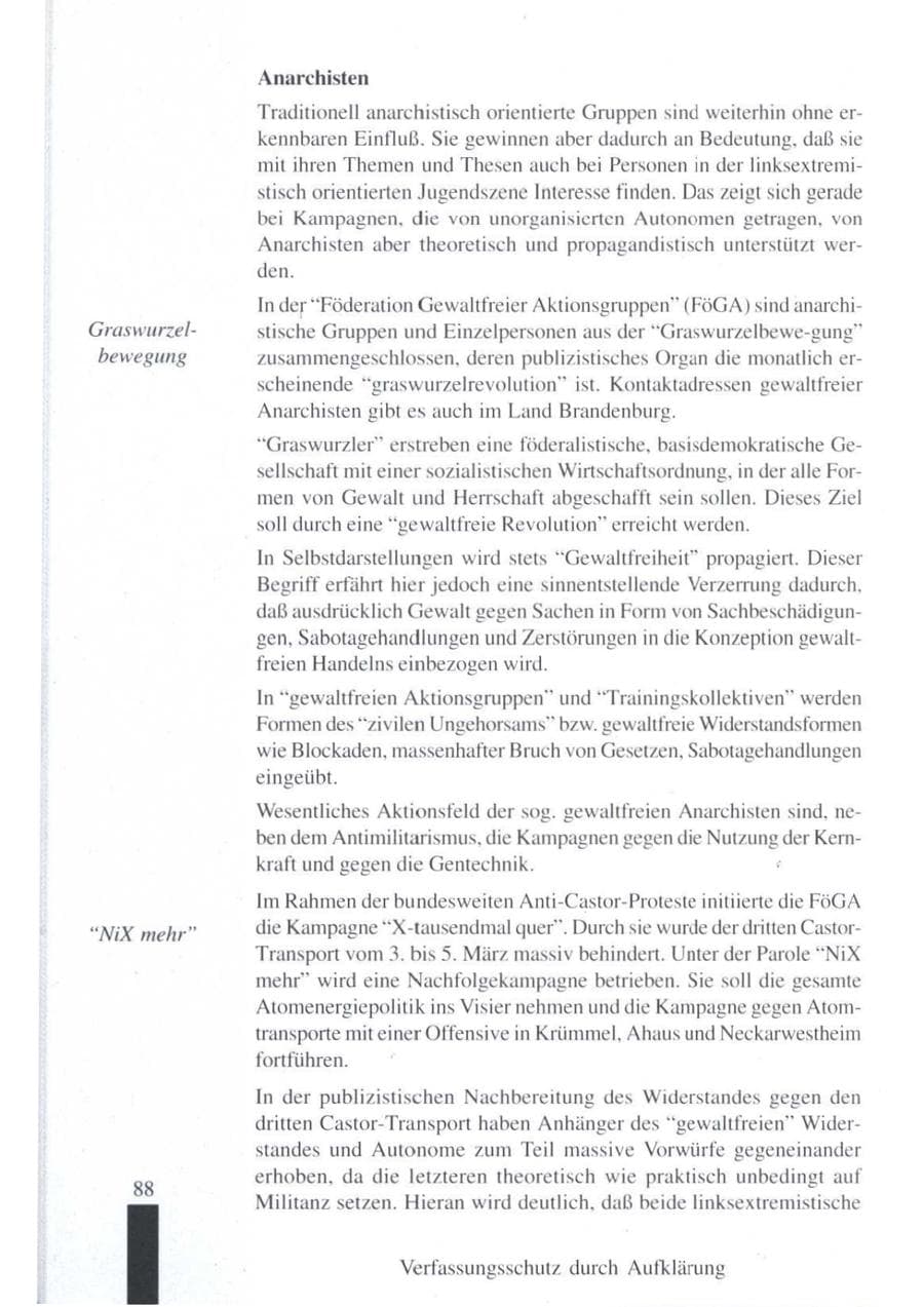 Seite 90 des Verfassungsschutzbericht 1997 Brandenburg