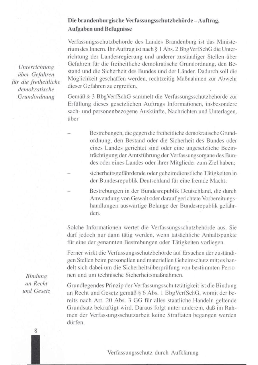 Seite 10 des Verfassungsschutzbericht 1997 Brandenburg
